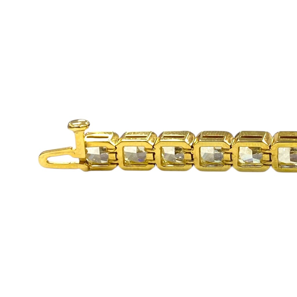 Gold and 21.33ctw Radiant Cut Yellow Diamond Tennis Bracelet