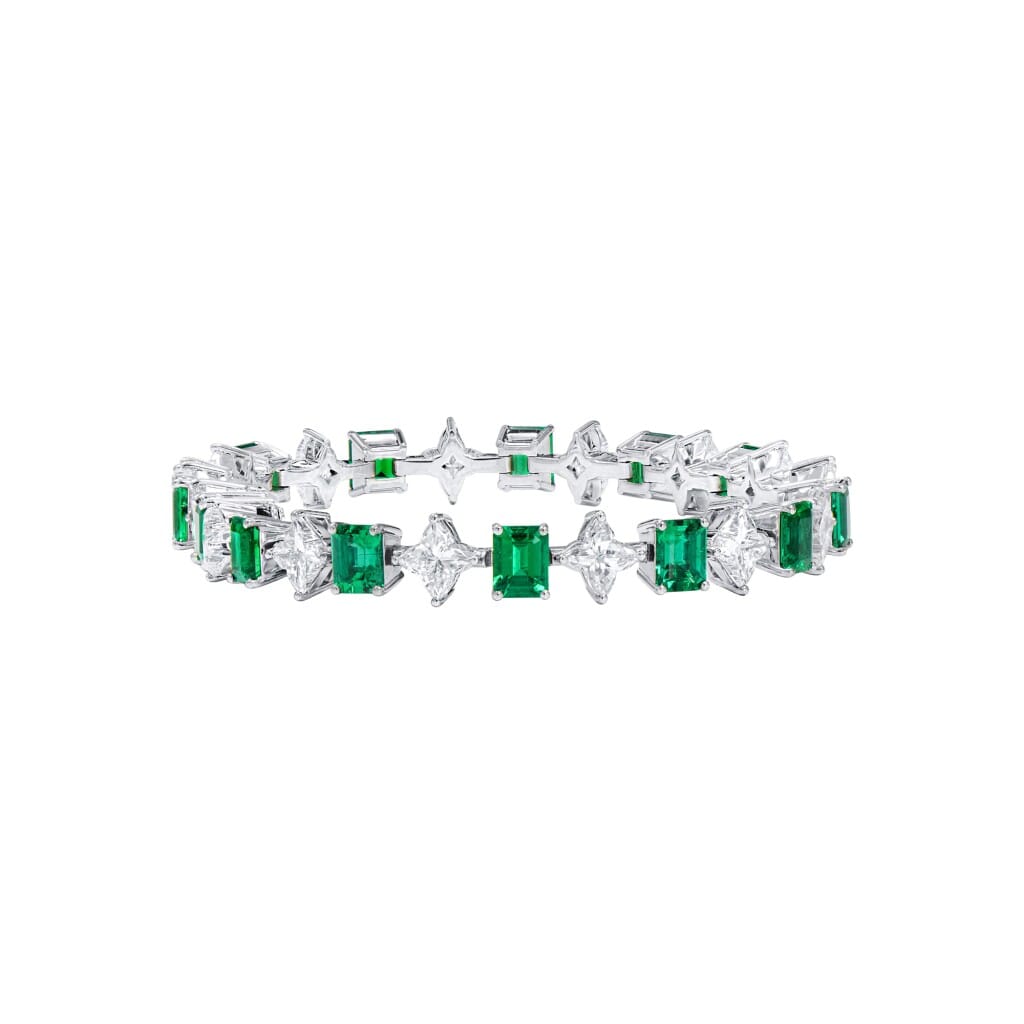 White Gold, 7.96ctw Colombian Emerald and Diamond Bracelet