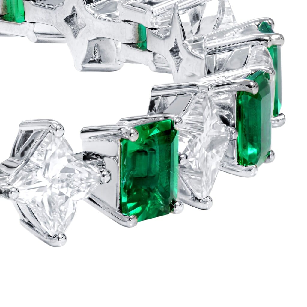 White Gold, 7.96ctw Colombian Emerald and Diamond Bracelet