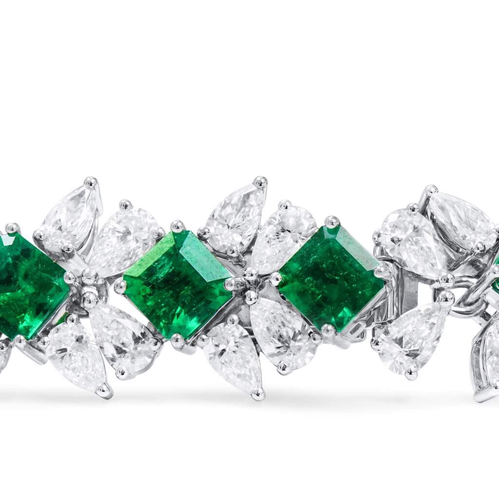 White Gold, 11.07ctw Colombian Emerald and Diamond Bracelet