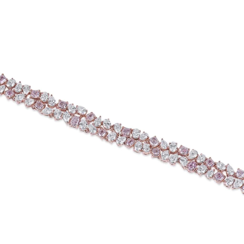 Rose Gold, Fancy Cut Pink Diamond and Diamond Two Row Bracelet