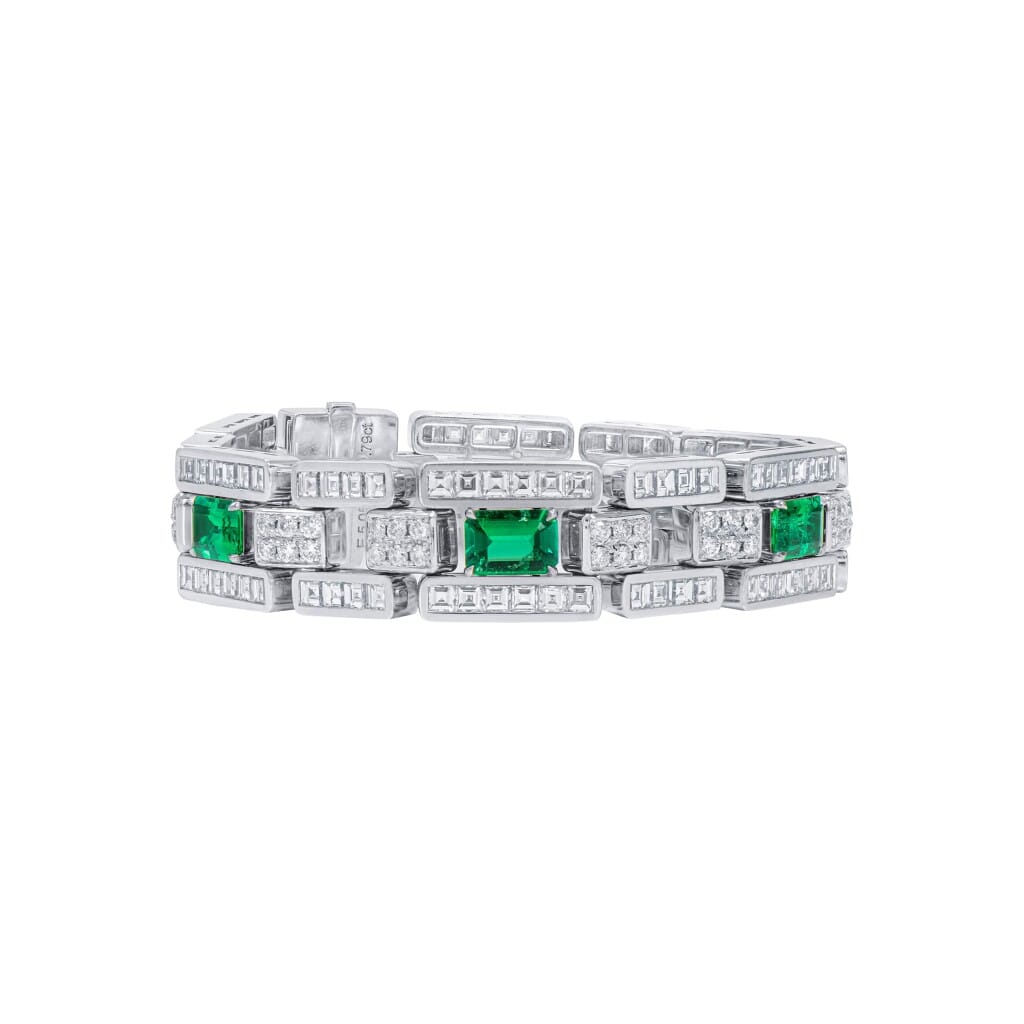 White Gold, 5.03ctw Colombian Emerald and Diamond Bracelet