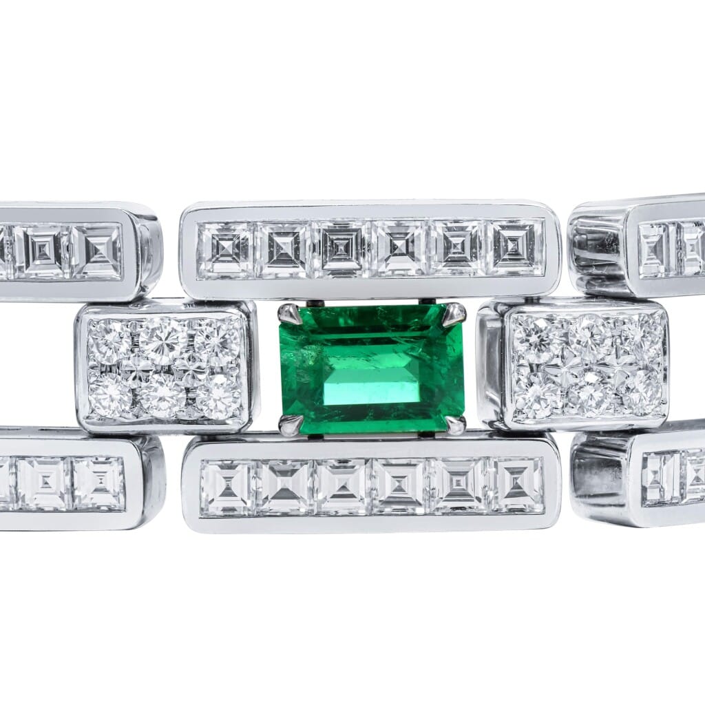 White Gold, 5.03ctw Colombian Emerald and Diamond Bracelet