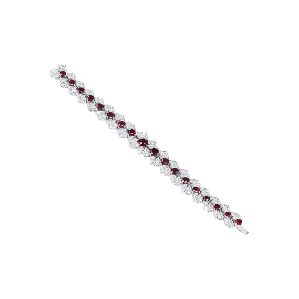 White Gold, 16.21ctw Burmese Ruby and Diamond Bracelet