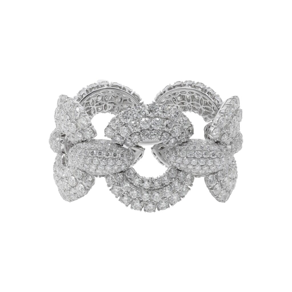 White Gold and 80.00ctw Round Brilliant Cut Diamond Link Bracelet