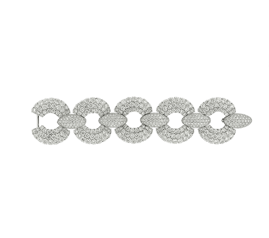White Gold and 80.00ctw Round Brilliant Cut Diamond Link Bracelet