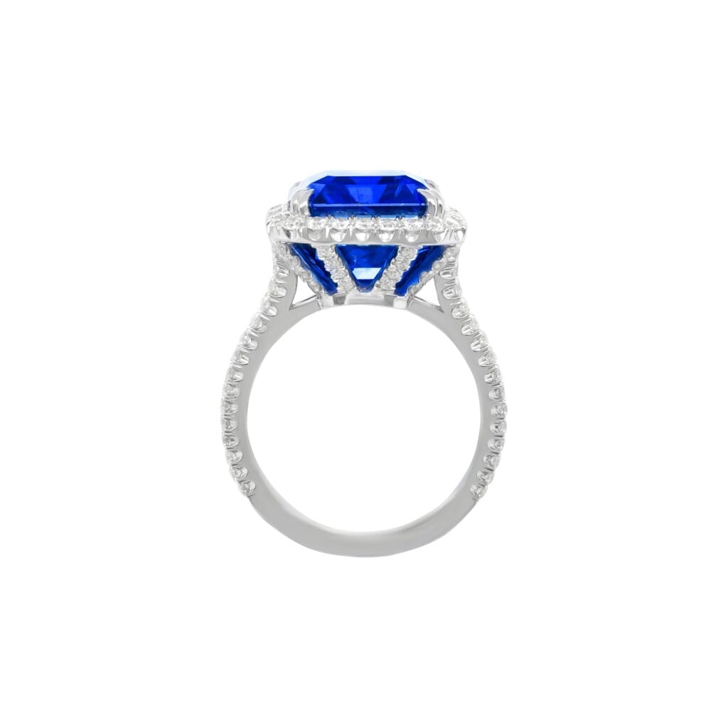 Platinum, 13.42ct Ceylon Sapphire and Diamond Ring