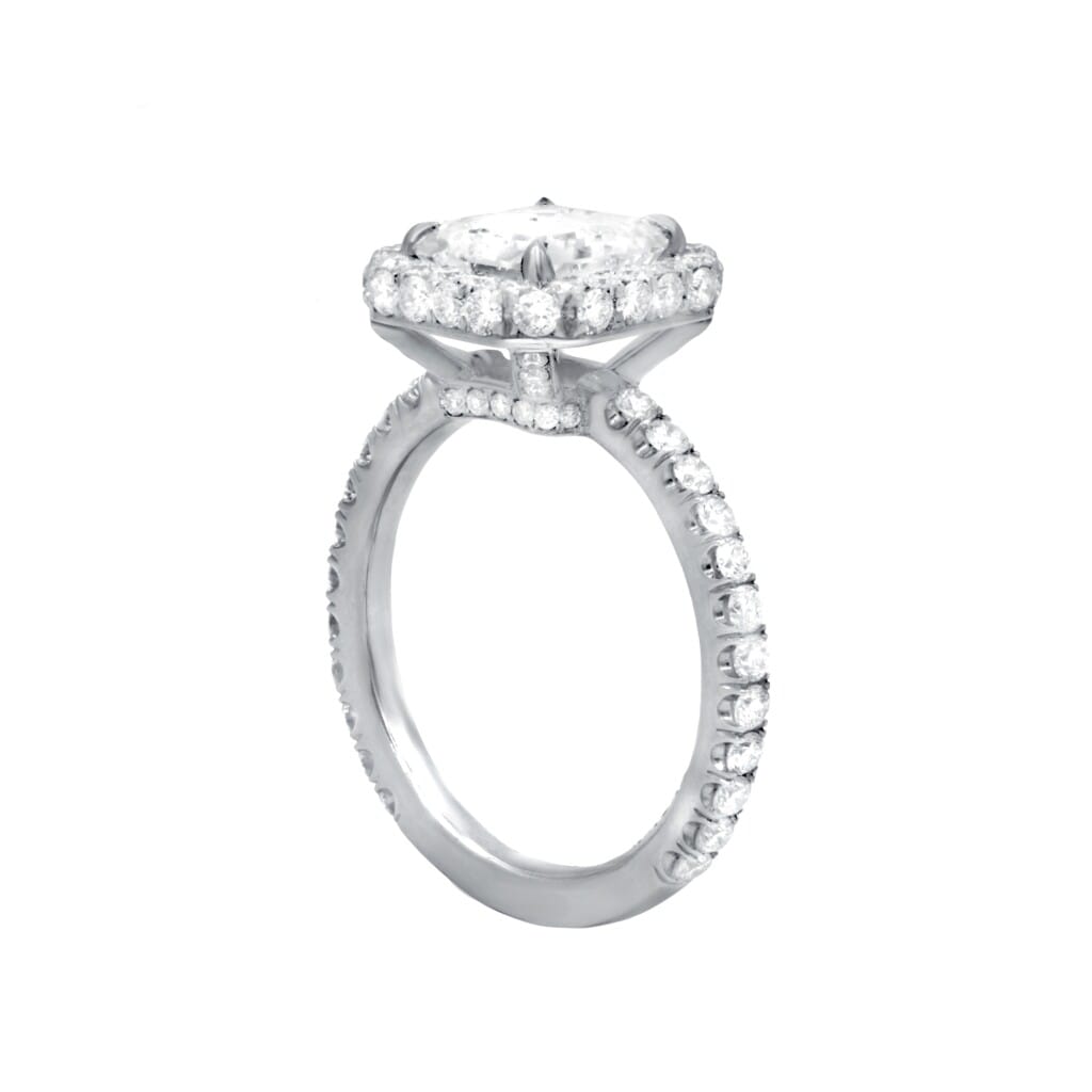 Platinum, 2.01ct Asscher Cut Diamond and Diamond Engagement Ring