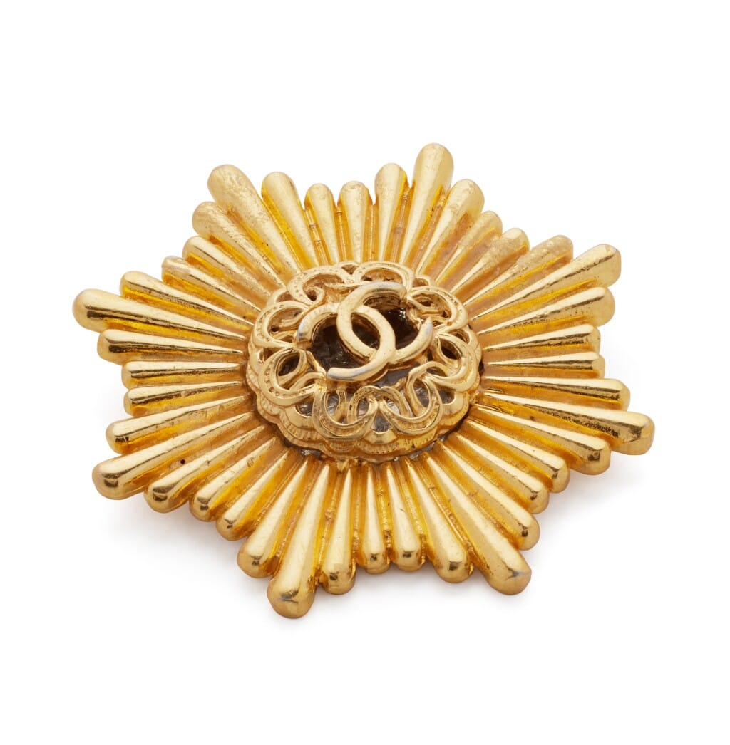 Gold Metal Starburst Brooch, 1983