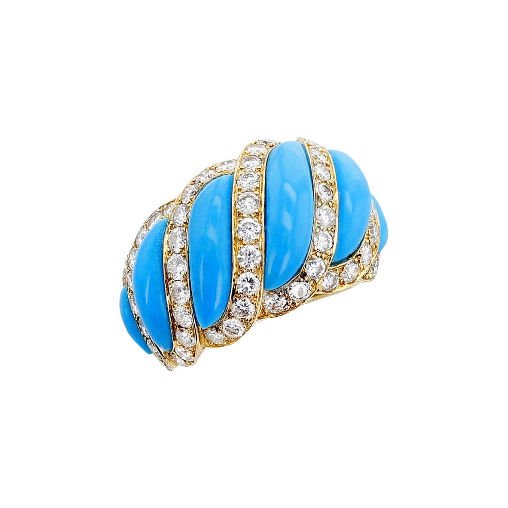 Gold, Turquoise and Diamond Ring