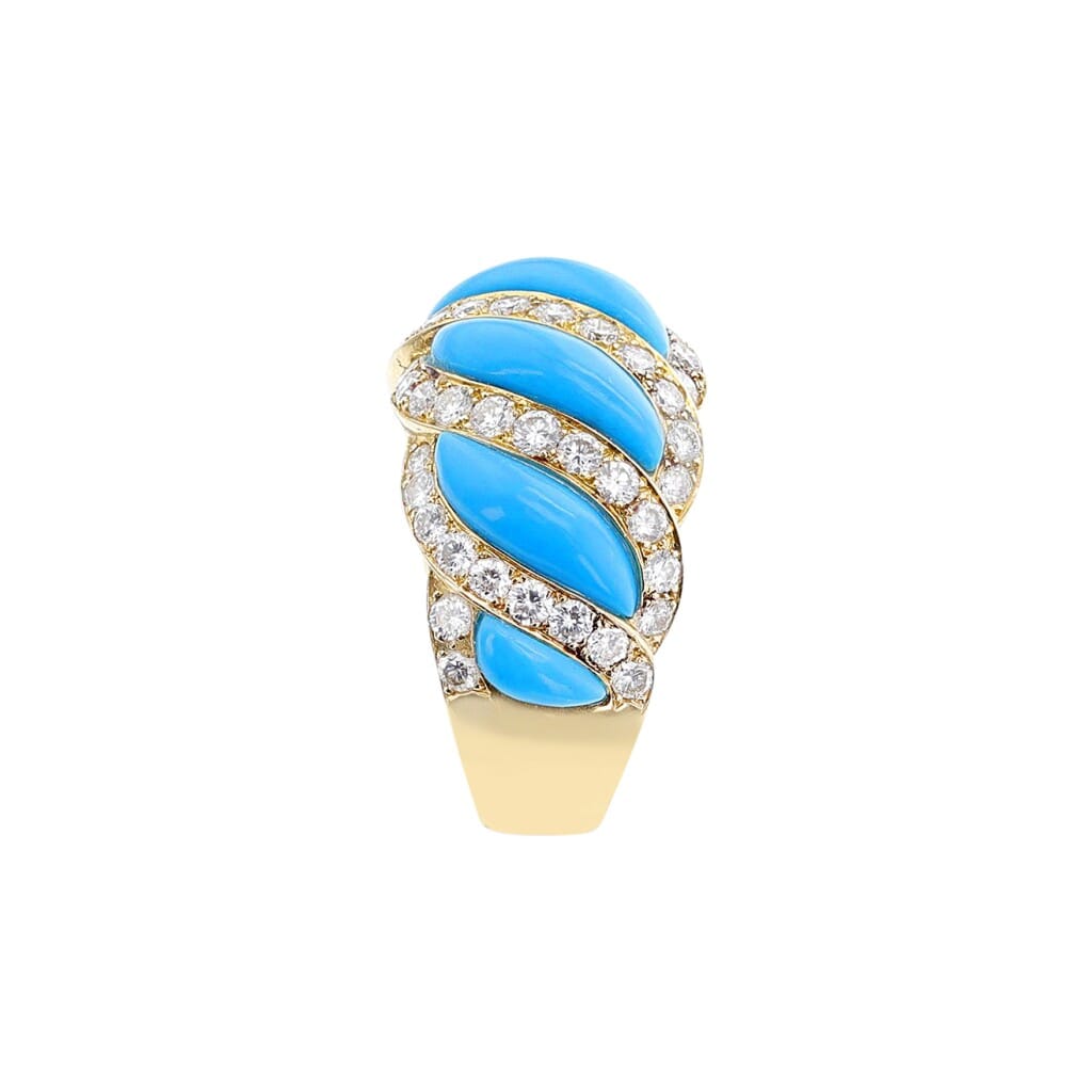 Gold, Turquoise and Diamond Ring