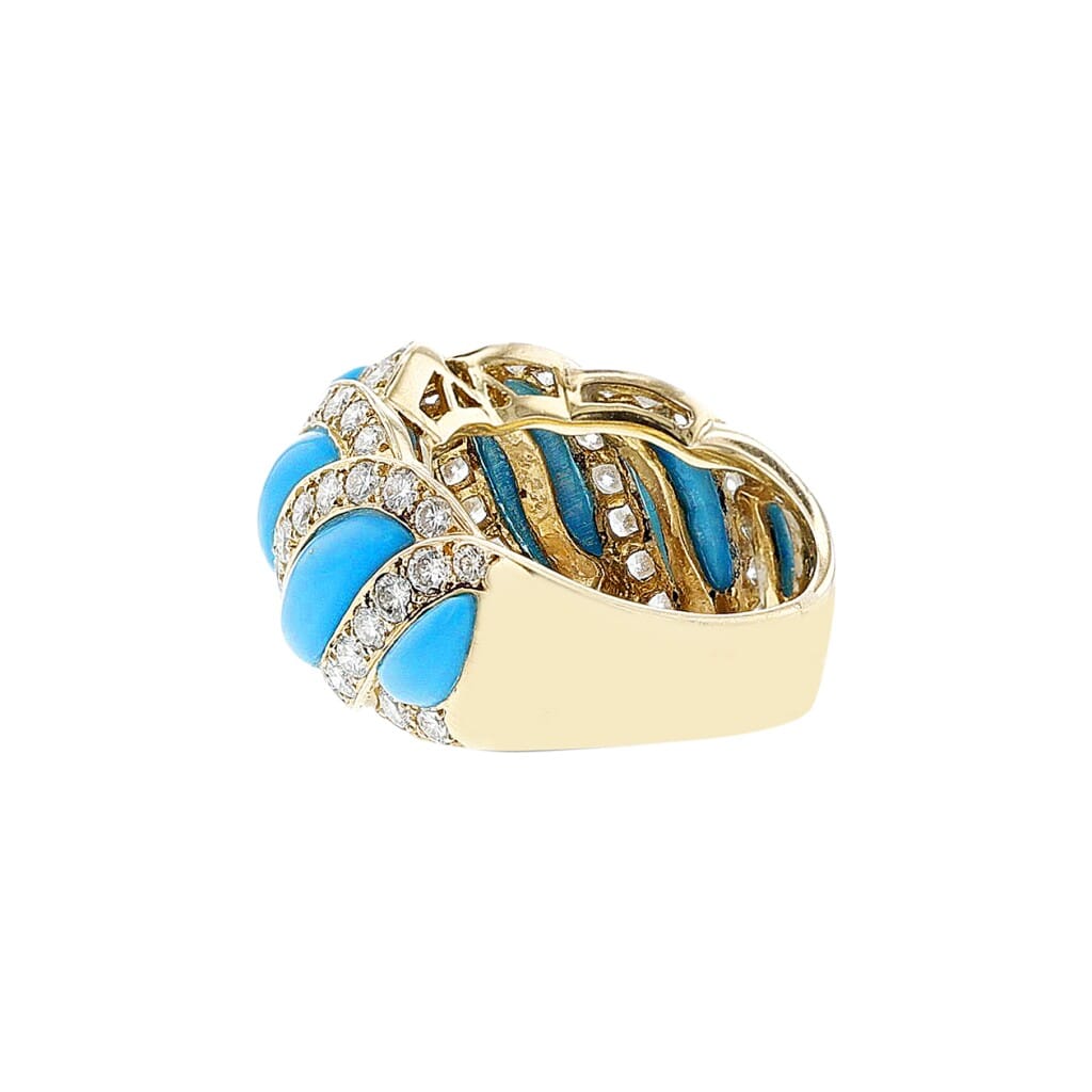 Gold, Turquoise and Diamond Ring