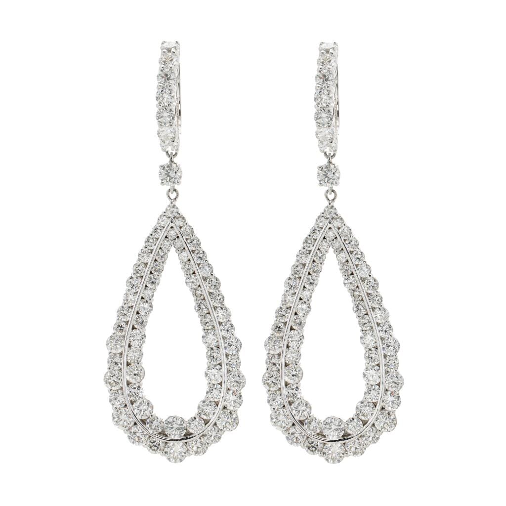 White Gold and 8.40ctw Diamond Drop Earrings