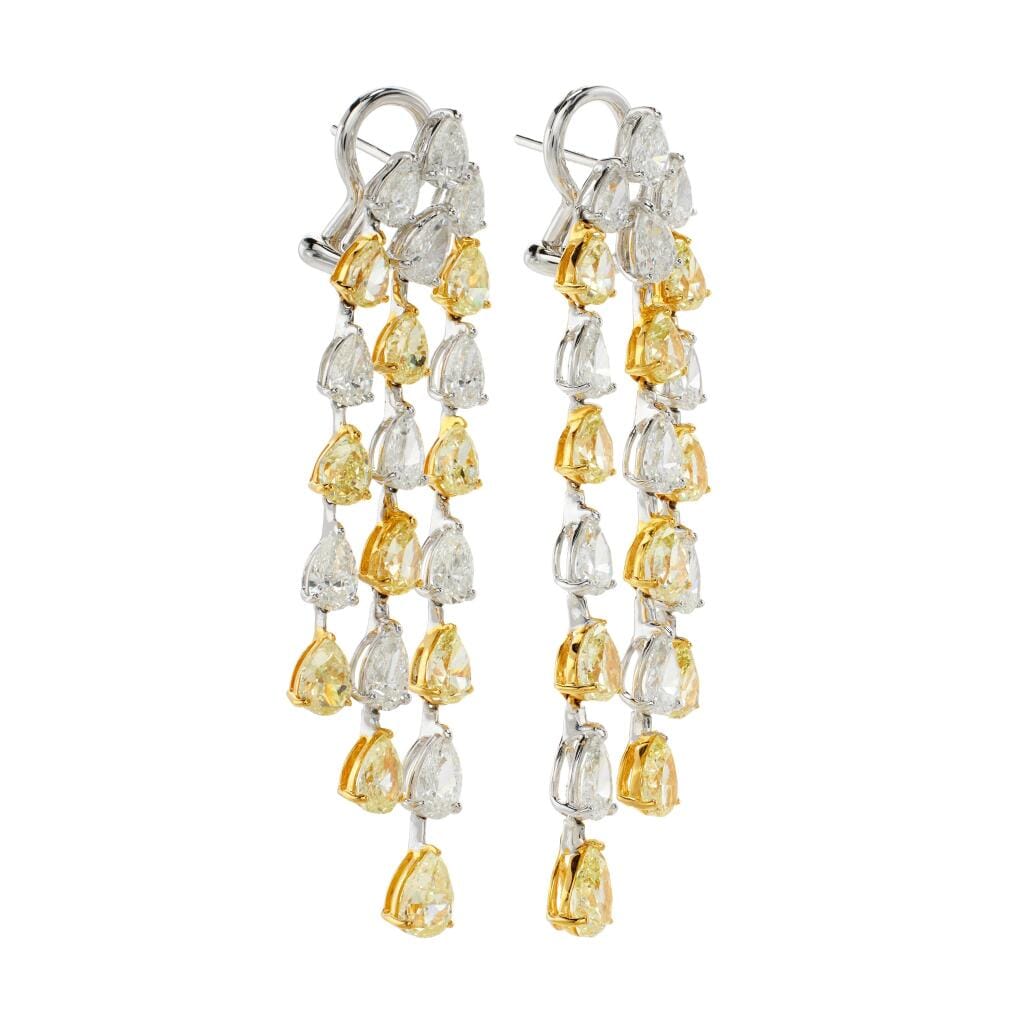 Gold, White Gold, 7.45ctw Yellow Diamond and 5.45ctw Diamond Earrings