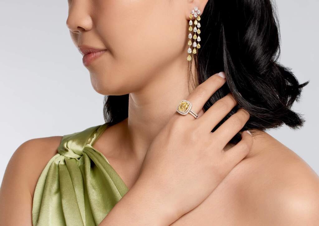 Gold, White Gold, 7.45ctw Yellow Diamond and 5.45ctw Diamond Earrings