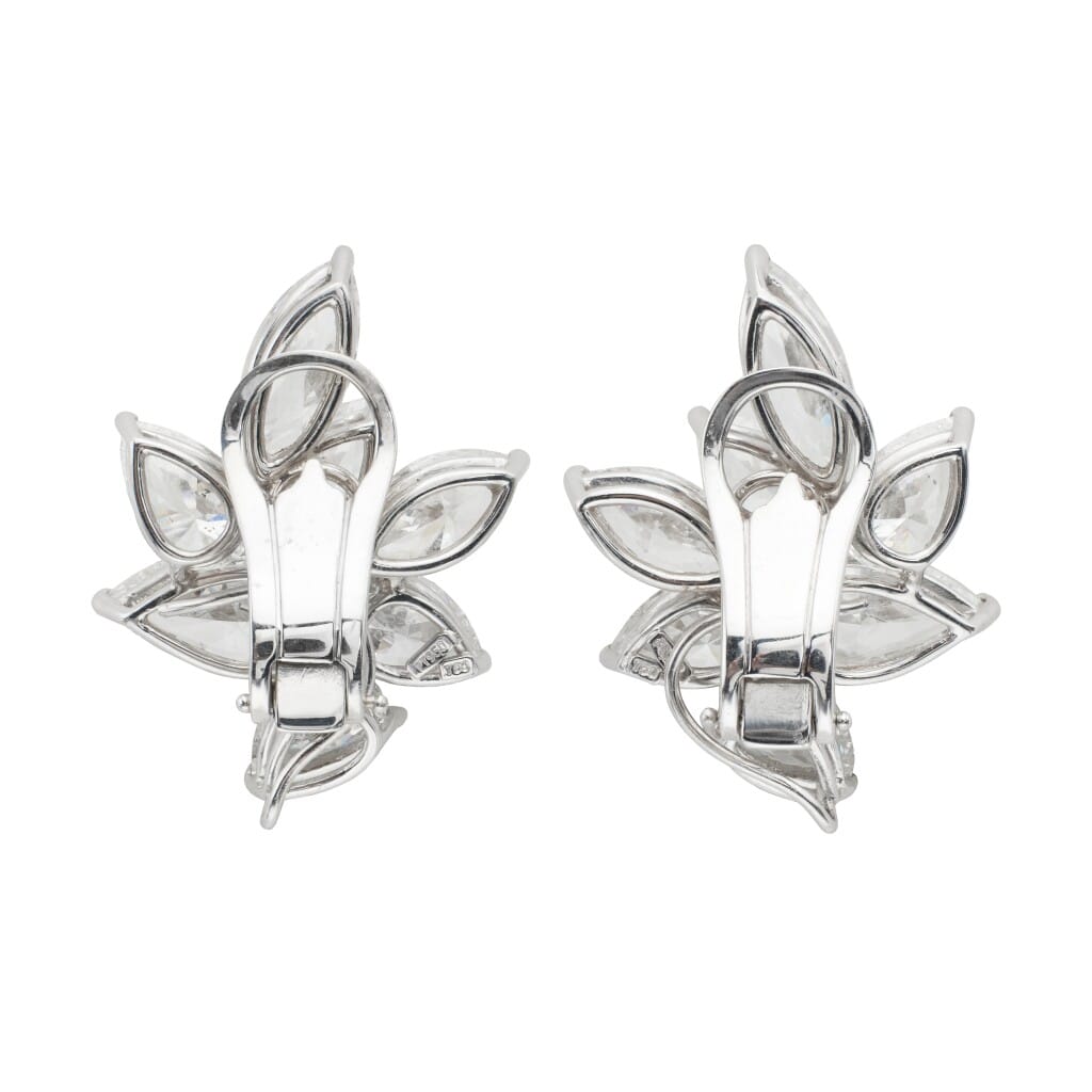 Platinum and 16.79ctw Diamond Cluster Earclips
