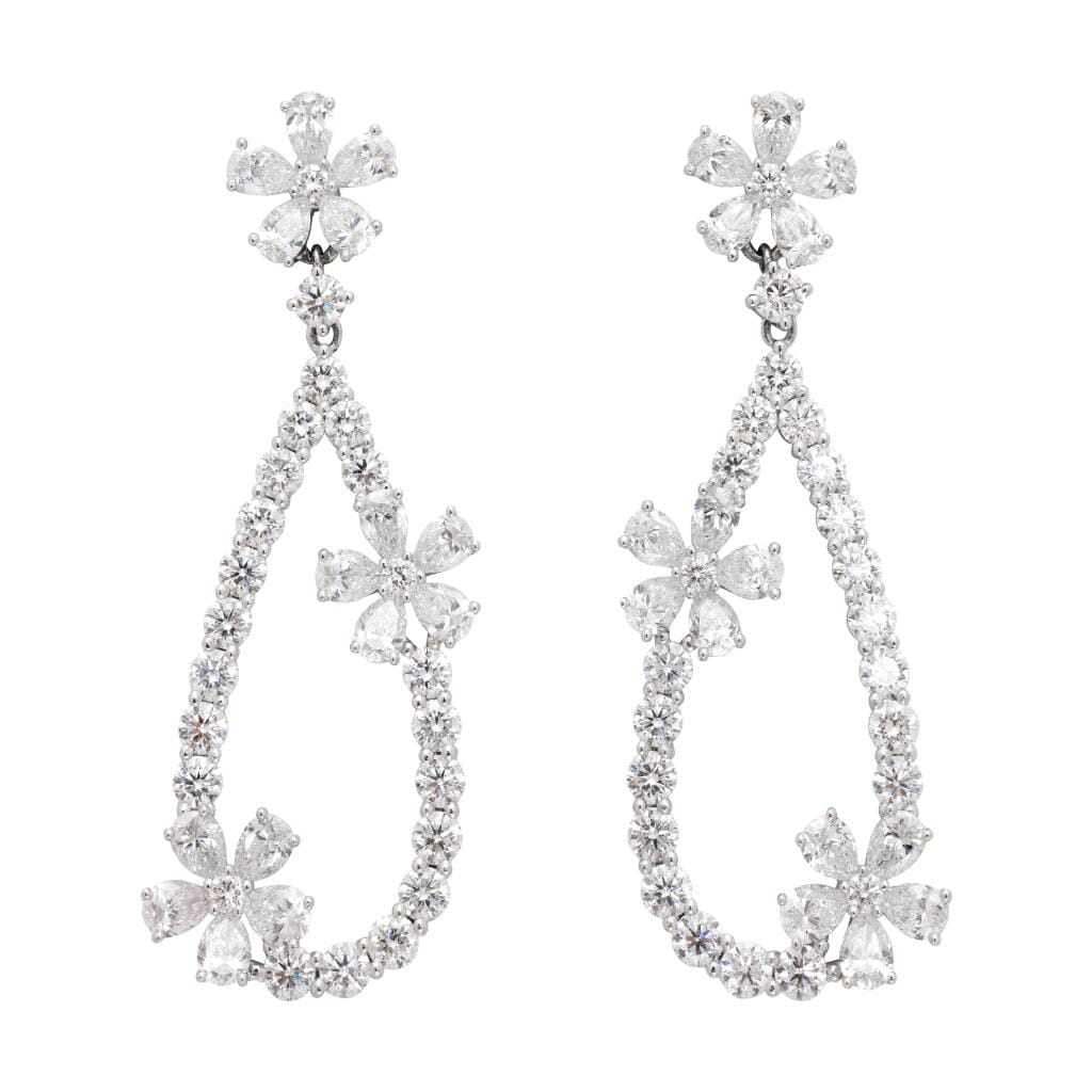 White Gold and 10.55ctw Diamond Drop Earrings