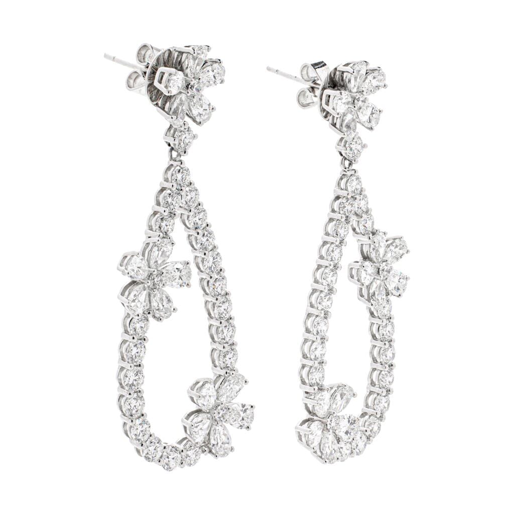 White Gold and 10.55ctw Diamond Drop Earrings