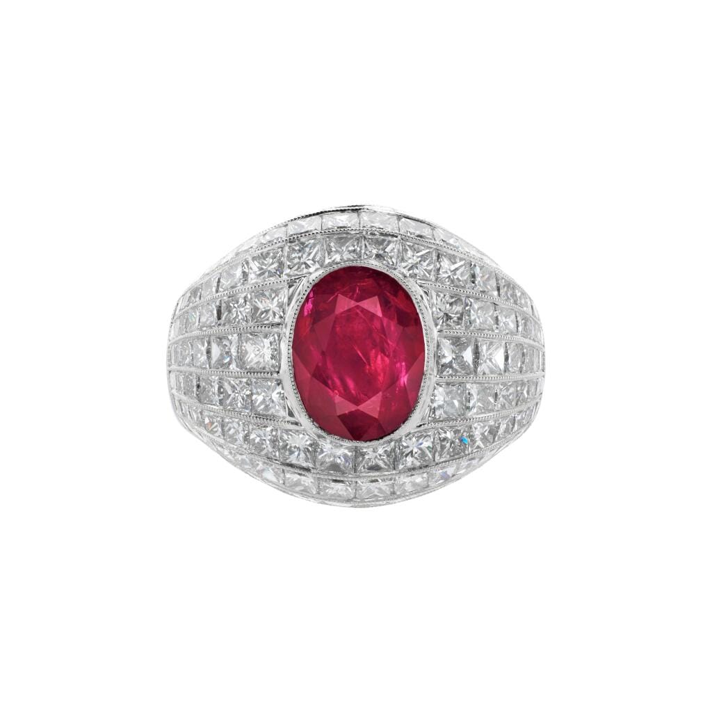 Platinum, 2.84ct Burmese Ruby and Diamond Ring