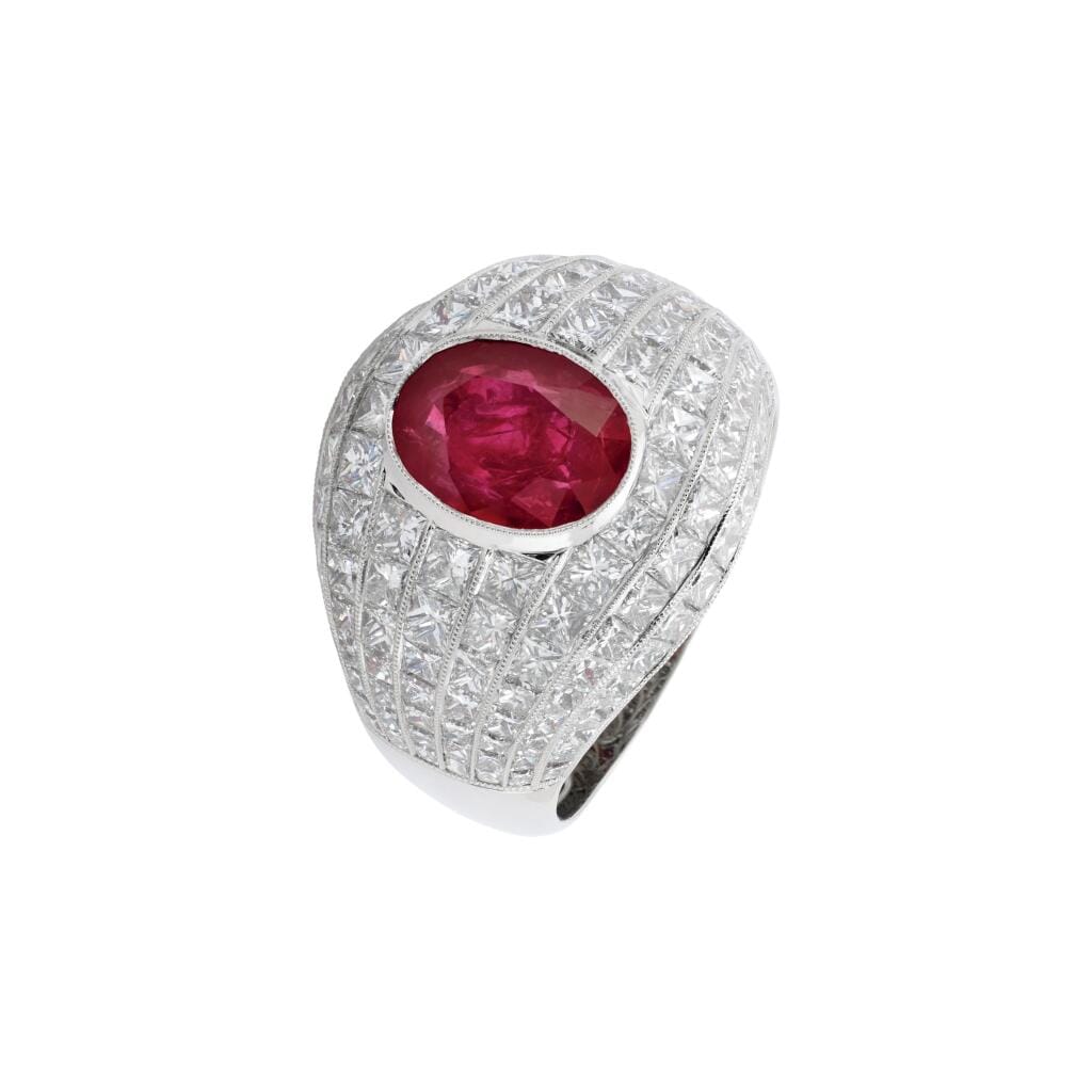 Platinum, 2.84ct Burmese Ruby and Diamond Ring