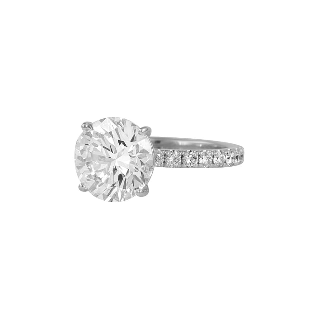 White Gold, 4.25ct Round Brilliant Cut Diamond and Diamond Engagement Ring
