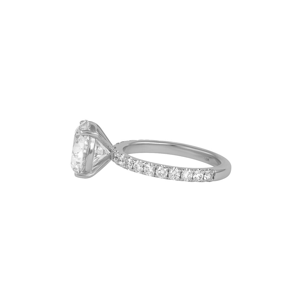 White Gold, 4.25ct Round Brilliant Cut Diamond and Diamond Engagement Ring
