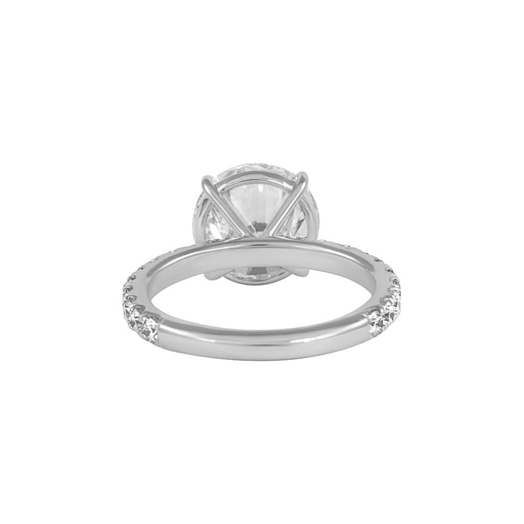 White Gold, 4.25ct Round Brilliant Cut Diamond and Diamond Engagement Ring