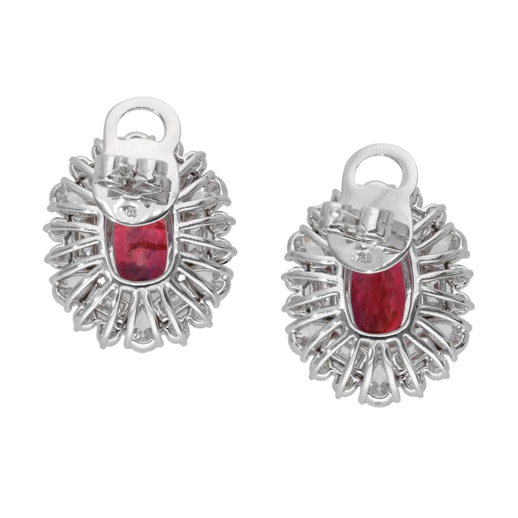 White Gold, 5.02ctw Burmese Ruby and Diamond Earrings