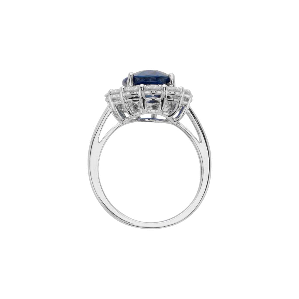 White Gold, 4.06ct Ceylon Sapphire and Diamond Ring