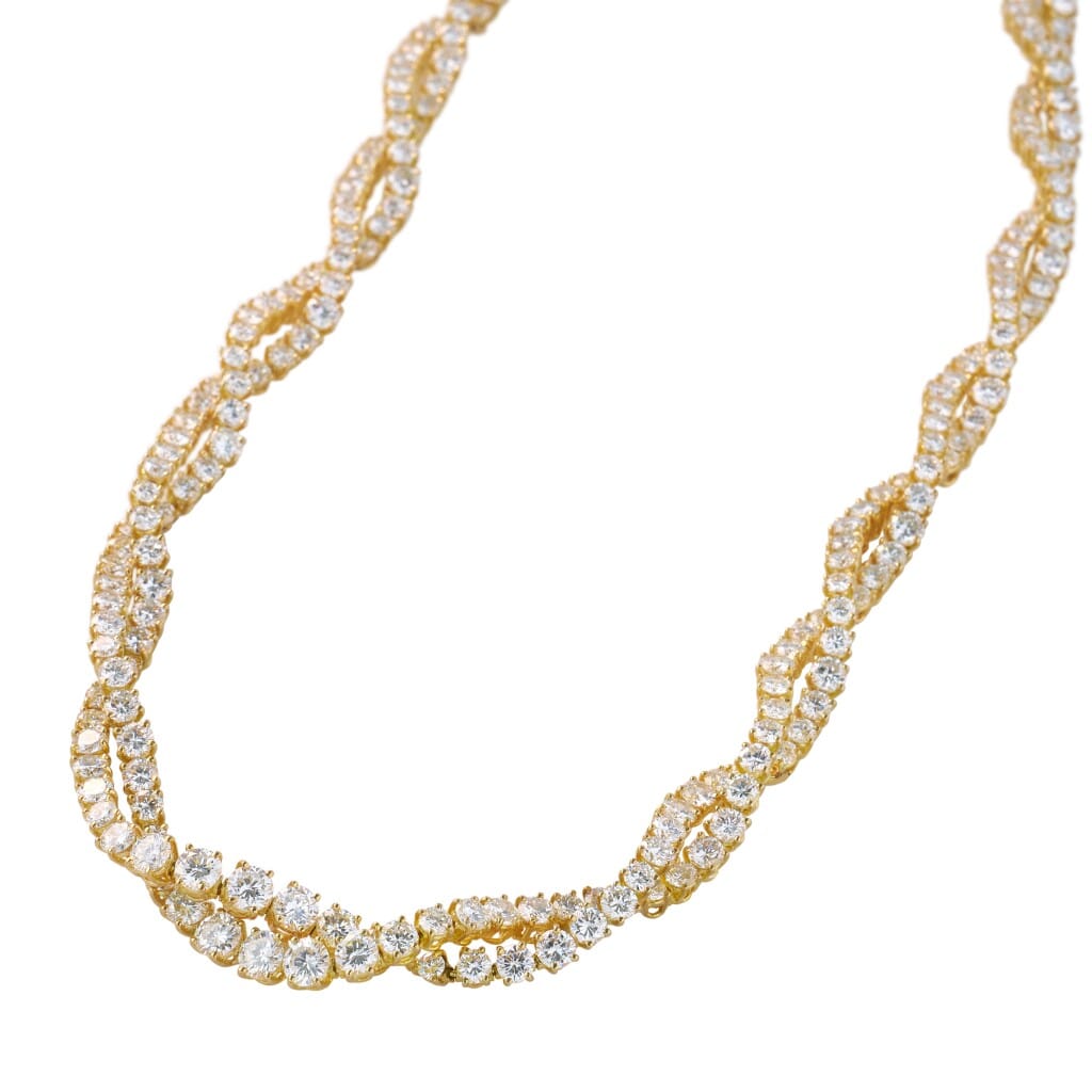 Gold and Diamond Twisted Collar Necklace