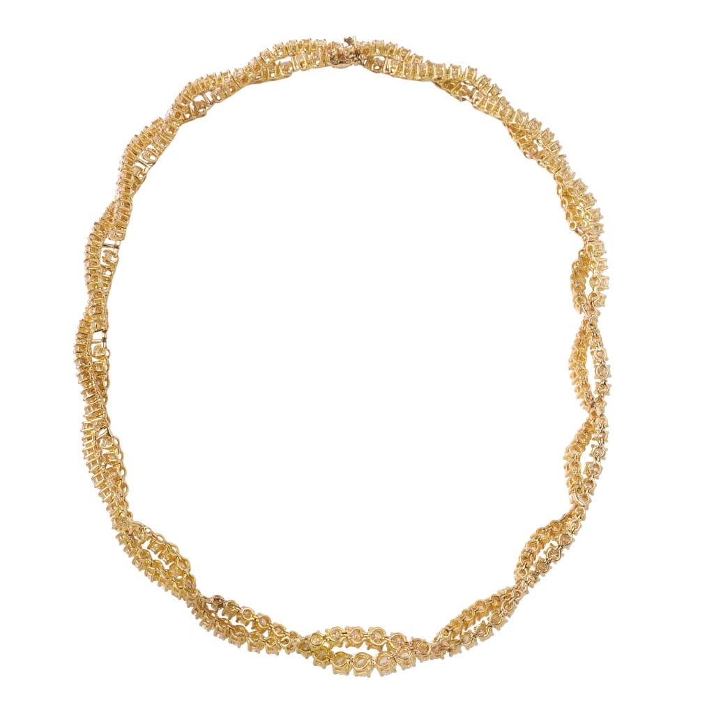 Gold and Diamond Twisted Collar Necklace