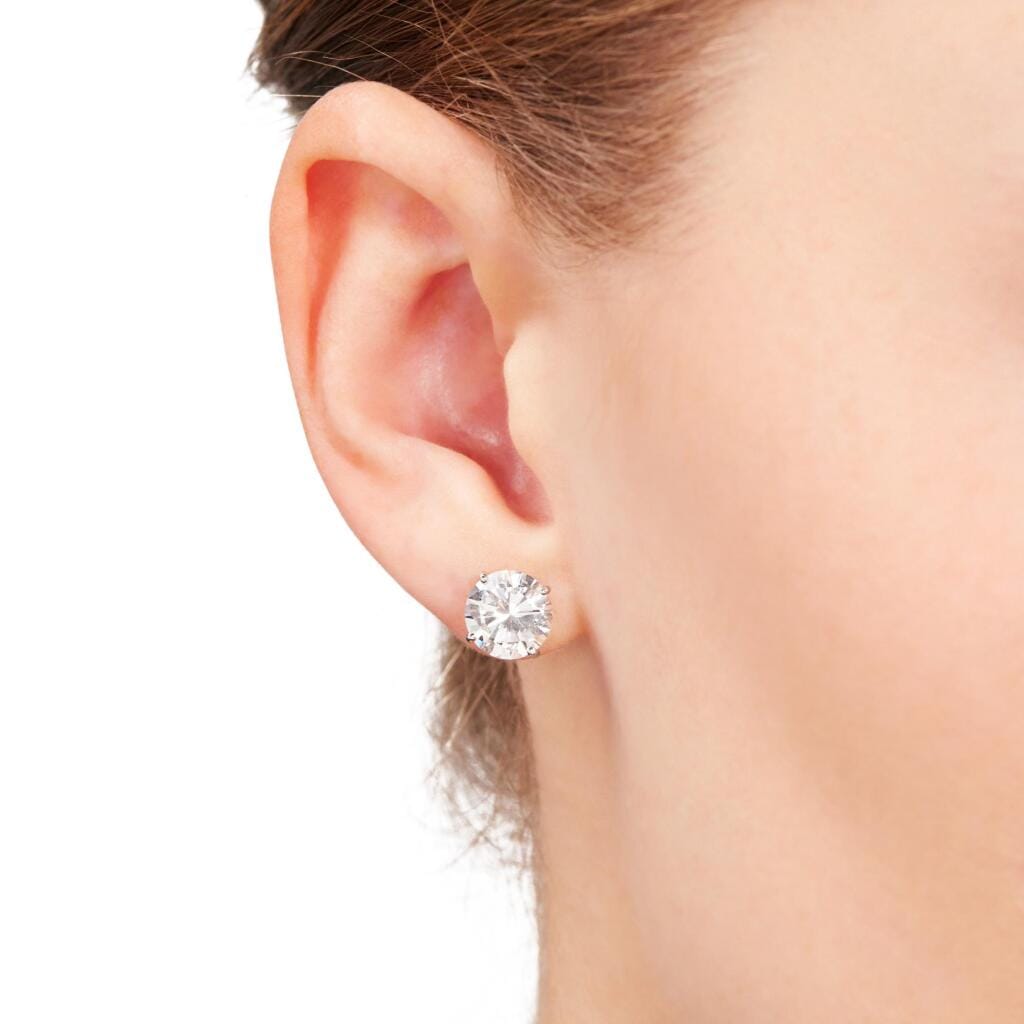 Platinum and 4.10ctw Round Brilliant Cut Diamond Stud Earrings
