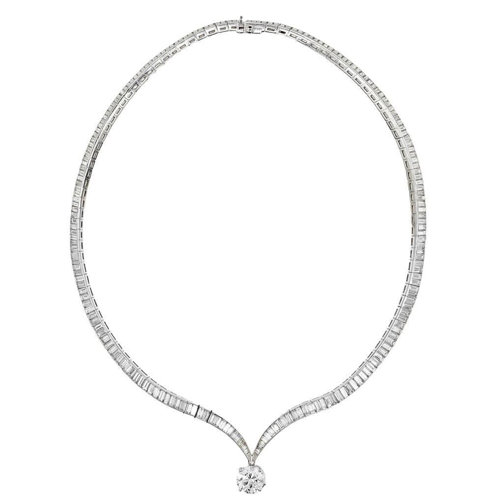 Platinum, 3.41ct Round Brilliant Cut Diamond Convertible Drop and Diamond Necklace