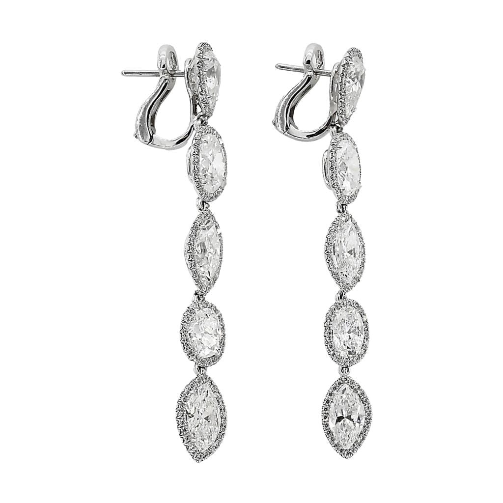 Platinum and 10.74ctw Fancy Cut Diamond Drop Earrings