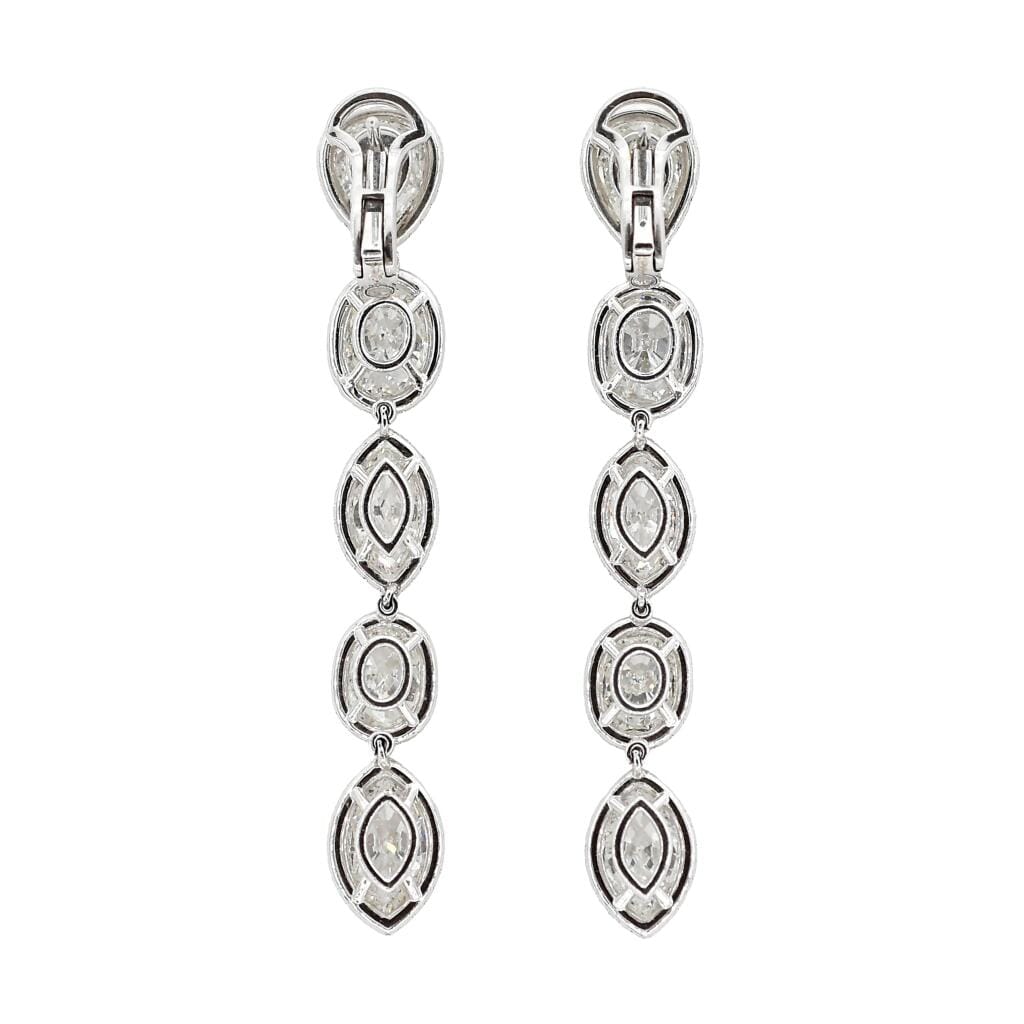 Platinum and 10.74ctw Fancy Cut Diamond Drop Earrings