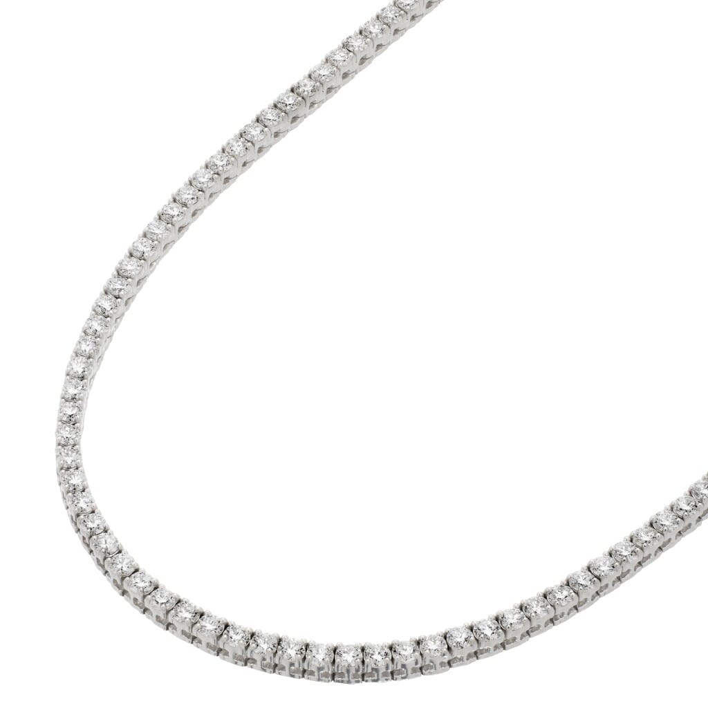 White Gold and 6.70ctw Round Brilliant Cut Diamond Tennis Necklace