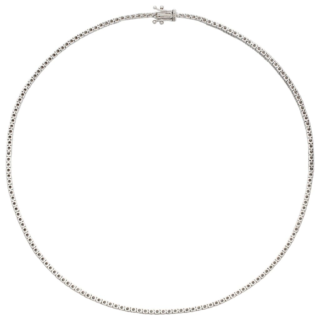 White Gold and 6.70ctw Round Brilliant Cut Diamond Tennis Necklace