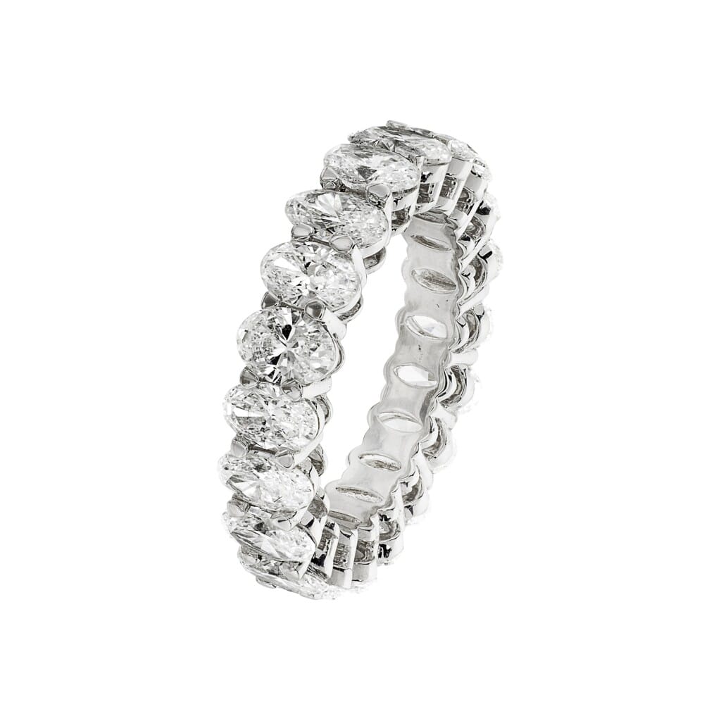 White Gold and 4.20ctw Oval Cut Diamond Eternity Band Ring