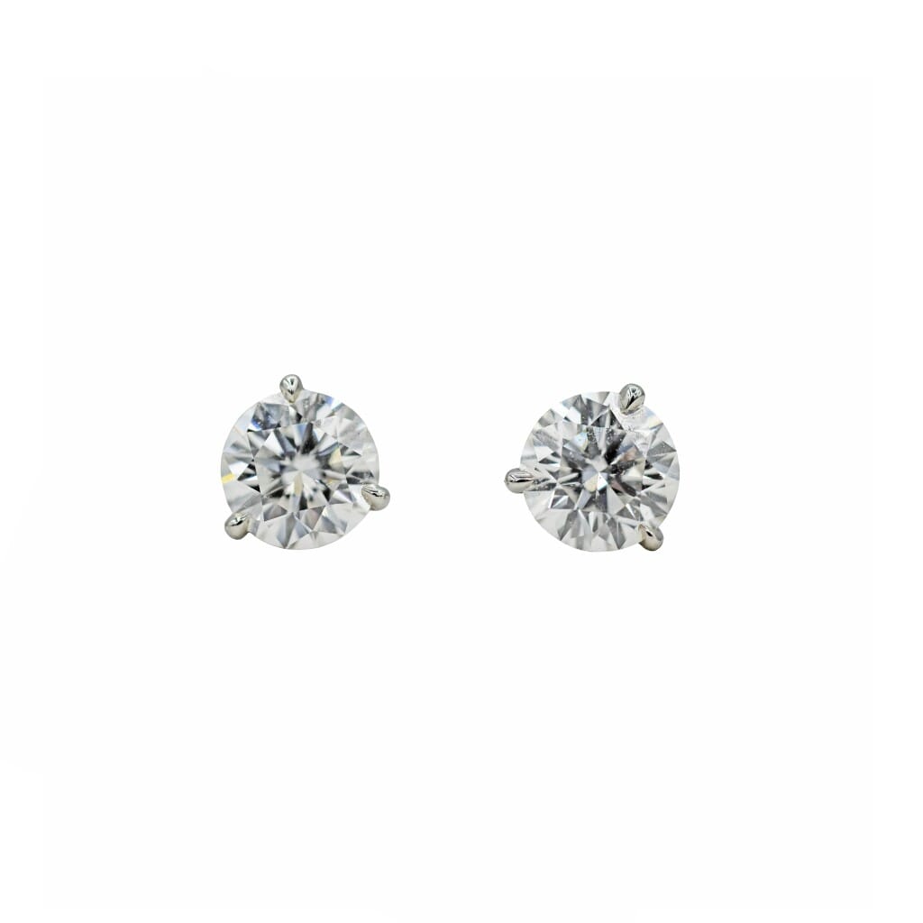 Platinum and 2.19ctw Round Brilliant Cut Diamond Stud Earrings
