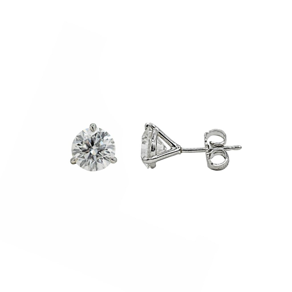 Platinum and 2.19ctw Round Brilliant Cut Diamond Stud Earrings
