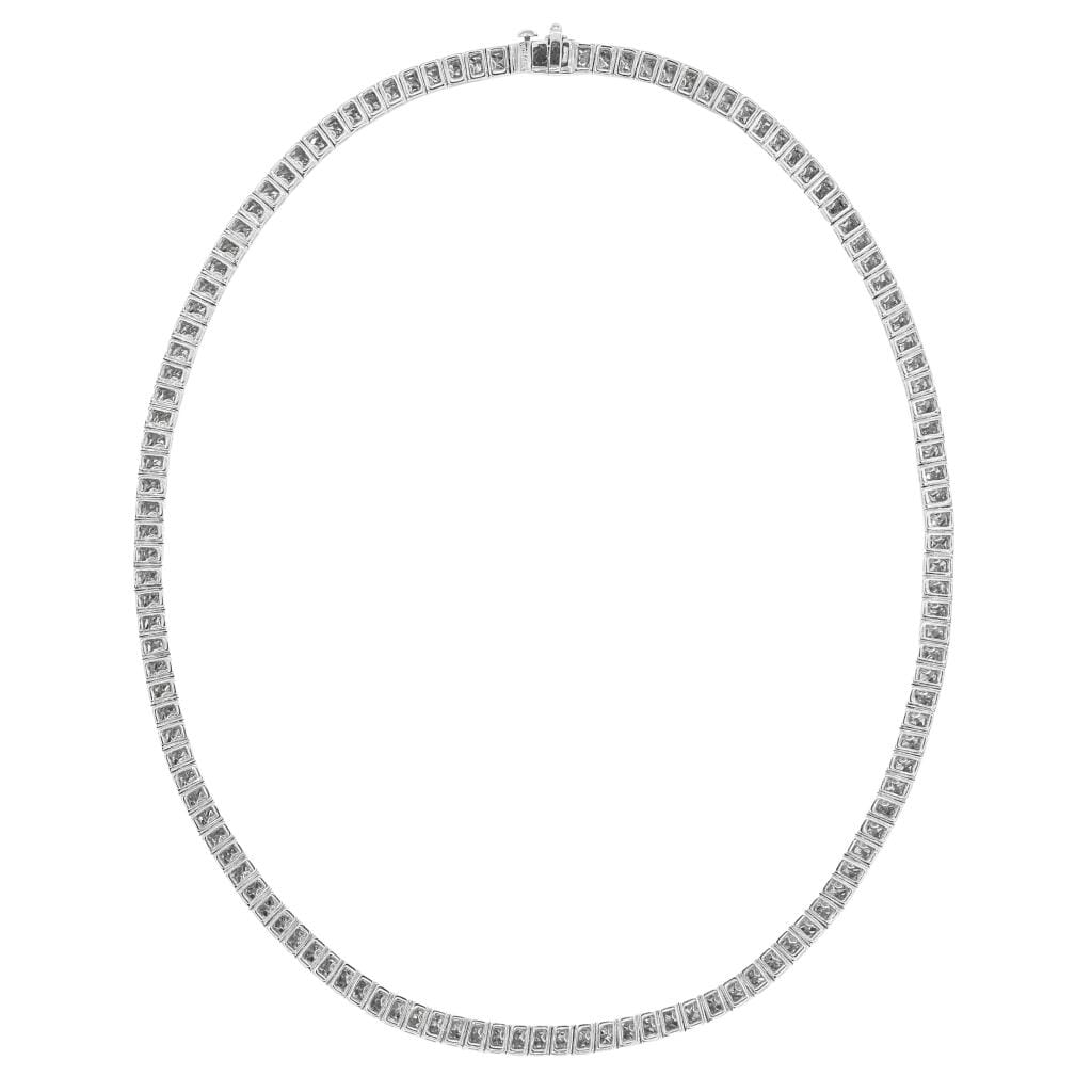 Platinum and 18.95ctw Princess Cut Diamond Tennis Necklace