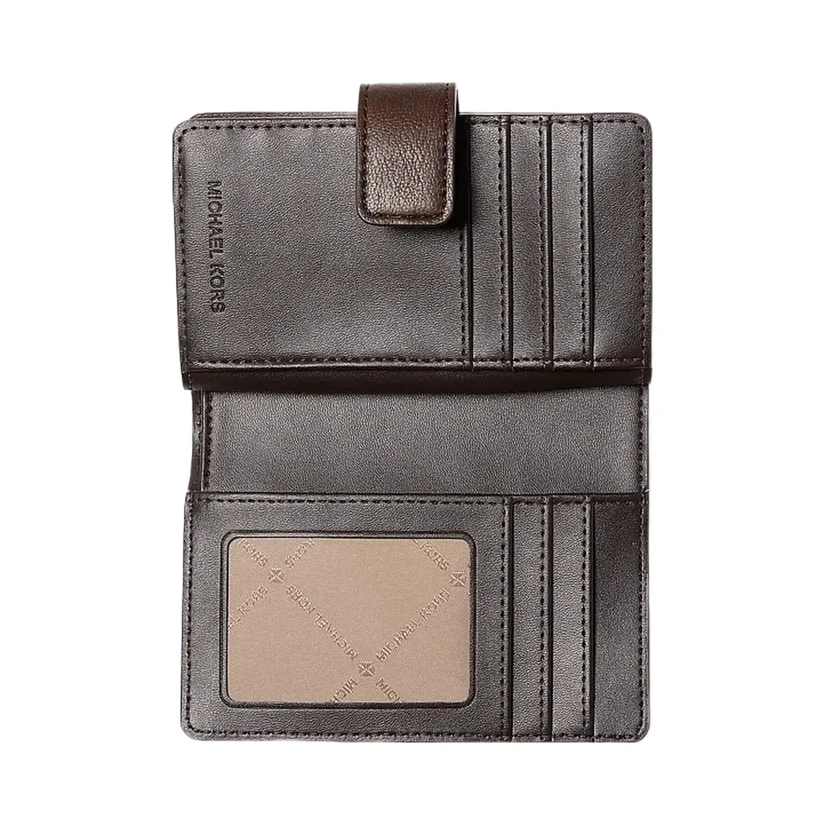 Michael Kors Jet Set Travel Medium Logo Embossed Burnished Wallet Chocolate