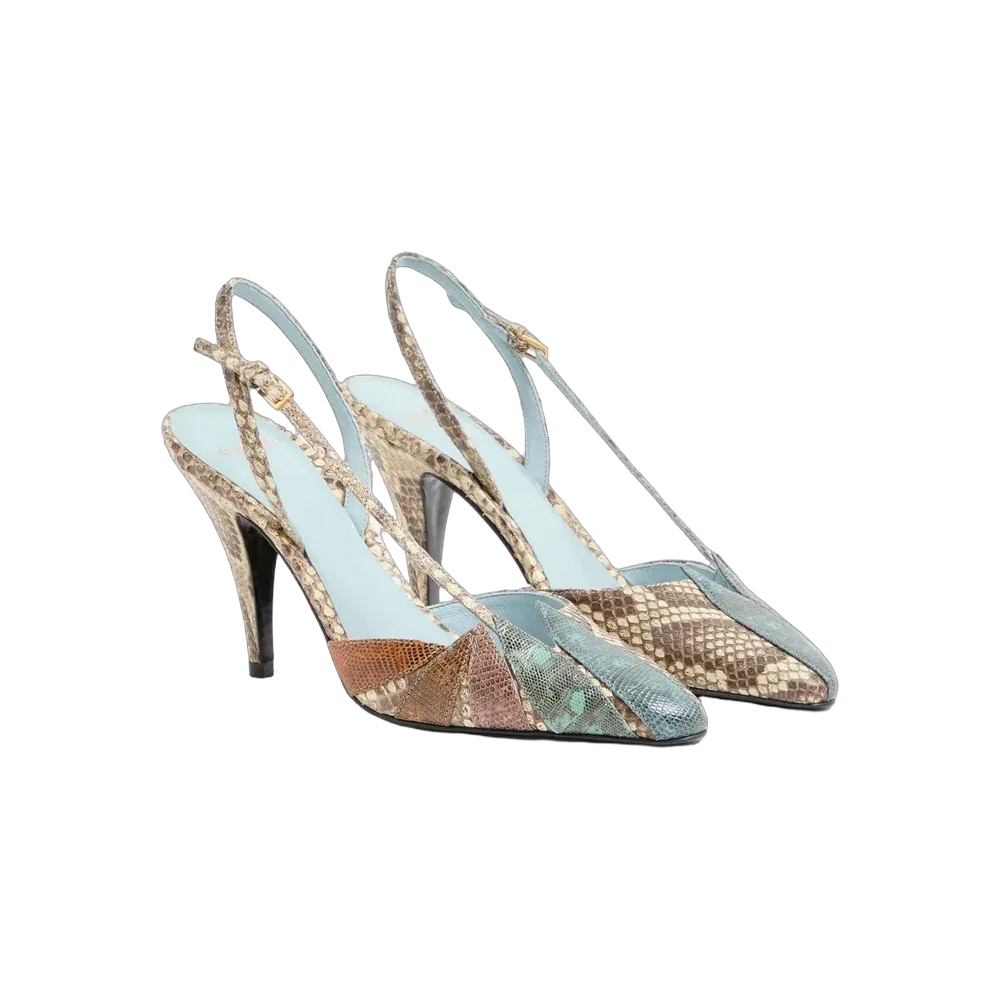 Valentino Foliefoliage Slingback Pump In Python 90mm Cream