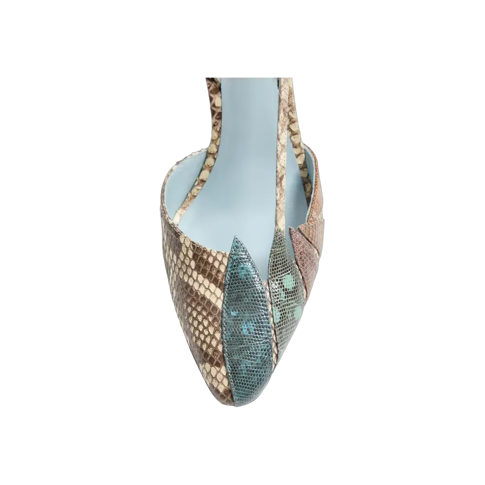 Valentino Foliefoliage Slingback Pump In Python 90mm Cream