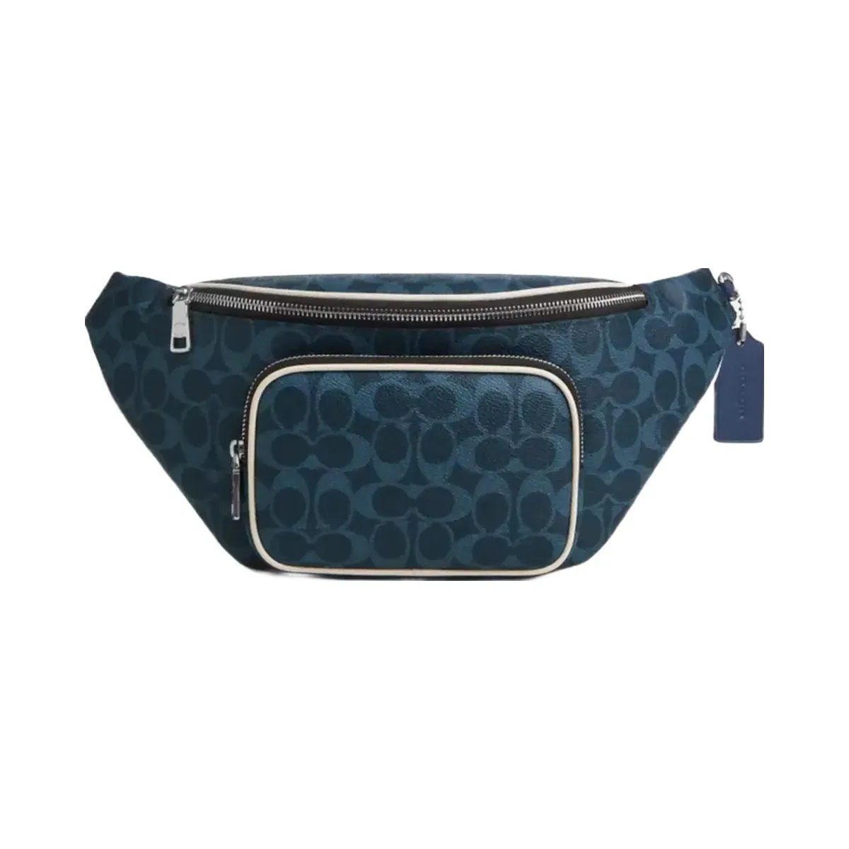 Coach Travis Belt Bag 35 In Signature Canvas in Silver Ink Blue