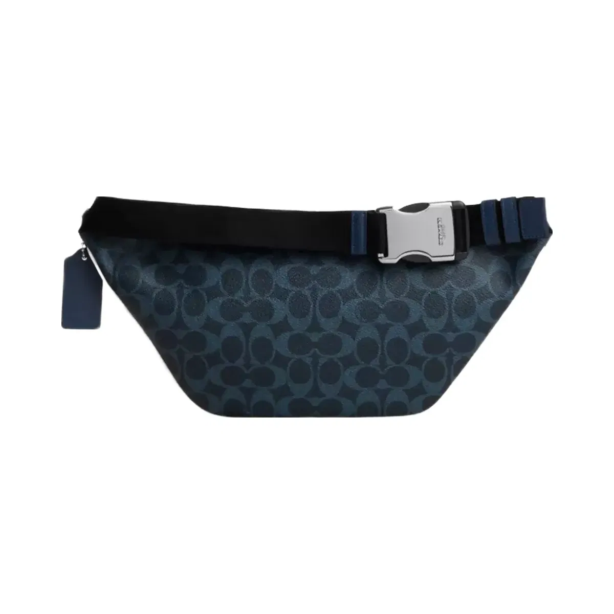 Coach Travis Belt Bag 35 In Signature Canvas in Silver Ink Blue