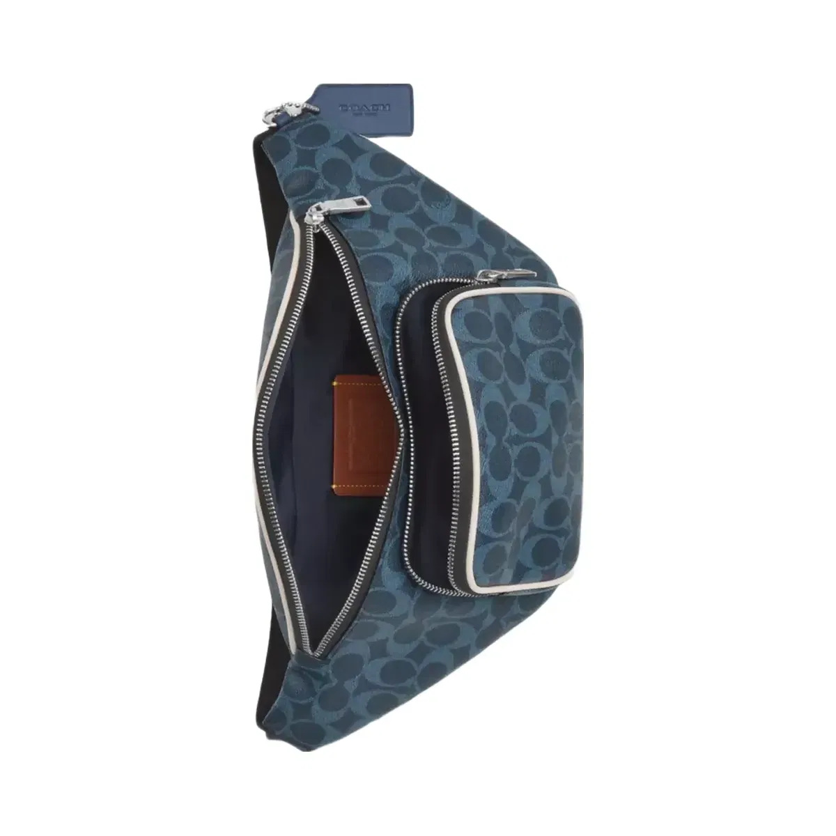 Coach Travis Belt Bag 35 In Signature Canvas in Silver Ink Blue