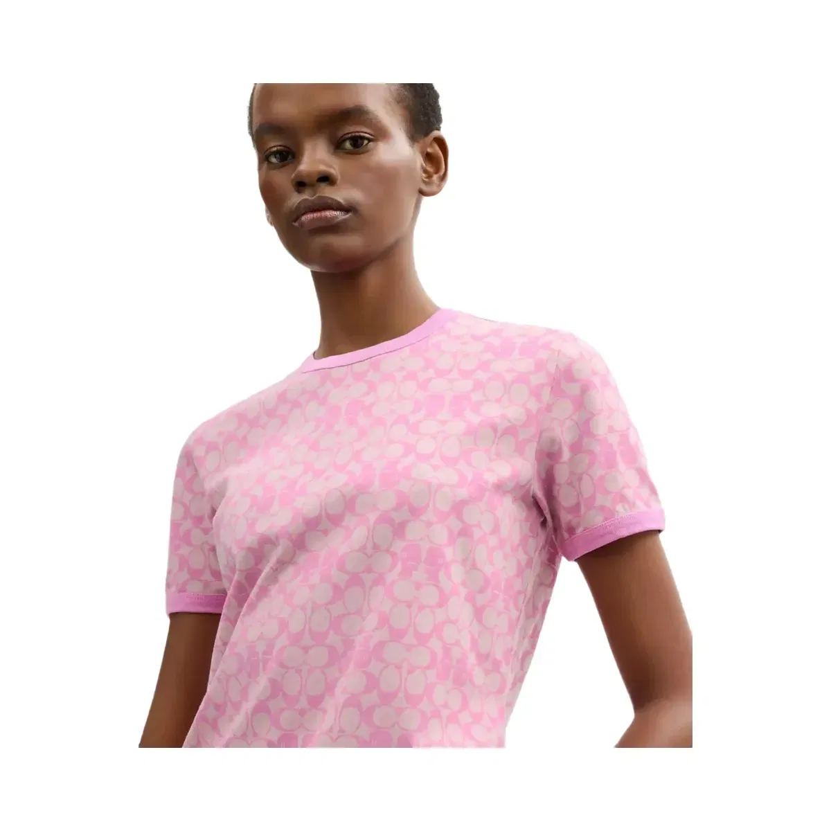 Coach x Brain Dead Signature Ringer T-Shirt in Fuschia