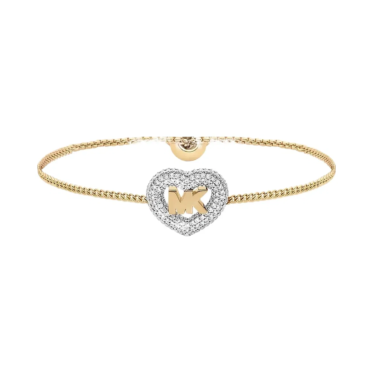 Michael Kors Pavé Heart and Logo Slider Bracelet Gold
