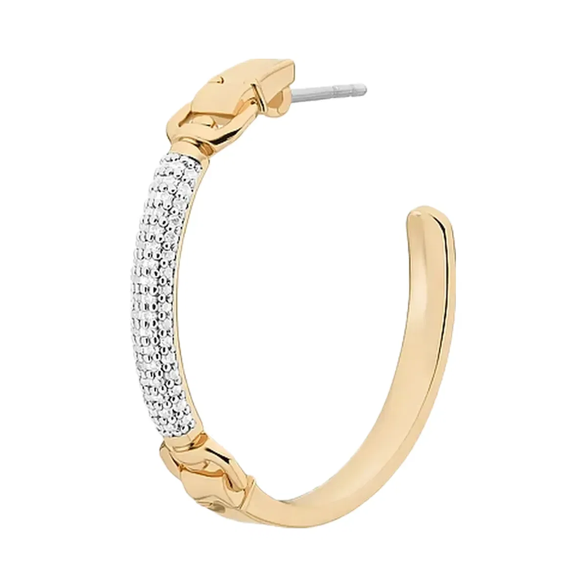 Michael Kors Pavé Horsebit Hoop Earrings Gold